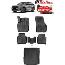 Rizline Skoda Kodiaq 2024-2025-2026 Havuzlu Paspas ve Üst Kademe Bagaj Havuzu Seti Siyah