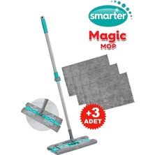Smarter Magic Mop Temizlik Seti Mikrofiber Başlık ve 3 Yedek Paspas ile Uzun Süreli Temizlik