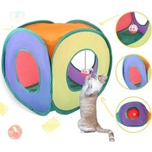 Esranın Dünyası Kare Model Kedi Oyun Tüneli Içerisinde Toplu Gökkuşağı Renkli 40CM x 40CM
