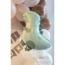 Esranın Dünyası Retro Yeşil Dinozor Folyo Balon Retro Renkler Dinazor Şekilli Balon 59X49 cm