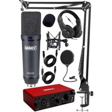 Esranın Dünyası Midex Stüdyo Ekipmanları Exclusive Paket-4 Cx2 Mikrofon GLX-800 Ses Kartı Stüdyo Kayıt Seti