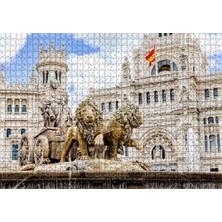 Esranın Dünyası Cakatablo Ispanya Madrid Kibele Çeşmesi Aslan Görseli 1000 Parça Puzzle Yapboz Mdf Ahşap