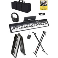 Esranın Dünyası Midex PLX-120BK-ST Katlanır Taşınabilir Dijital Piyano Tuş Hassasiyetli Full Set
