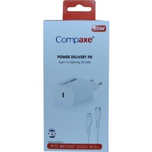 Compaxe CTA-200TI 20W 5V 3A Pd Ev Şarj Kafa+Type-C Şarj Kablosu