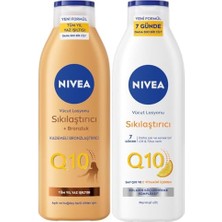 Esranın Dünyası Nıvea Q10 ve C Vitamini Sıkılaştırıcı Vücut Losyonu 250 ml ve Q10 Sıkılaştırıcı ve Bronzluk Vücut Losyonu 200ML, 10 Günde Sıkılaşma, Tüm Cilt Tipleri Için
