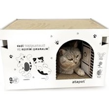Esranın Dünyası Katlanabilir Doğal Karton Kedi Evi Yuvası Karton Kedi Tırmalama Yuva Tahtası Kartonu Ev Kedi Evi Beyaz