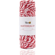 Esranın Dünyası Marteniçka Ipi Kırmızı Beyaz, 100 Metre 2 Mm, Bileklik ve Hediye Paketleme Için Dekoratif Ip