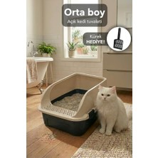 Esranın Dünyası Comfort Açık Kedi Tuvaleti, 52X37X23 Cm, Yüksek Kenarlı Kedi Tuvalet Kabı, Kum Küreği Hediyeli