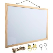 Esranın Dünyası Duvara Monte Beyaz Yazı Tahtası 45X60 cm 1 Adet Laminant Yazı Tahtası Ahşap Çerçeveli Askılı Okul Ofis Büro