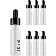 Esranın Dünyası Afracam 10 ml Metal Kapaklı Damlalık Dropper Şişesi Serum 10 cc Cam Şişe 6 Adet (Siyah Kapak, Şeffaf)