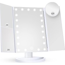 Esranın Dünyası LED Işıklı Katlanabilir Makyaj Aynası - 2x 3x 10X Büyütme Modu - Dokunmatik Touch Ekran - 5 Farklı Ayna