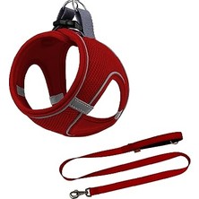 Esranın Dünyası Air Mesh 2'li Bundle Set Kedi Köpek Göğüs Tasması + Köpek Gezdirme Tasması/kayışı (Kırmızı, 3xs)