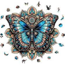 Esranın Dünyası Ahşap Puzzle Yetişkin - Mandala Kelebeği - 250 Parça, 29 x 29 cm - Yapıştırıcı Folyo Dahil - Benzersiz Şekilli Parçalar & Özel Figürler - Wz-06