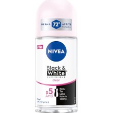 MarkEntegra Nıvea Kadın Roll On Deodorant Black & White Invisible Clear 72 Saat Anti-Perspirant Koruma (50 Ml)