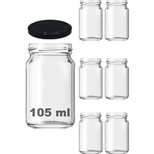 Esranın Dünyası Afracam 105 ml Şeffaf Cam Kavanoz 105 cc Konserve Metal Kapaklı Cam Kavanoz 6 Adet (Şeffaf, 105 cc (Kısa))