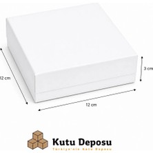 Kutu Deposu 12X12X3 cm Tam Kapaklı Selefonlu Süngerli Takı Kutusu - Beyaz (Demonte) (50 Adet)