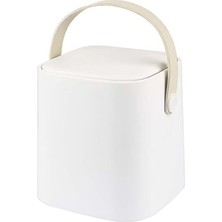 Esranın Dünyası Tutma Saplı Iç Kovalı Tezgah Üstü Mutfak Çöp Kovası, 4 Litre, Kilitli Kapak, Click Kapak, 20X20X22 cm (Beyaz, 4 Litre)