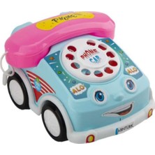 Esranın Dünyası Tekerlekli Pembe Arabalı 18CM Eğlenceli Çevirmeli Telefon Sürüklenebilir Klasik Retro Oyun Telefonu