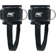 Musclecloth Deri Padded Ankle Cuff Taban Destekli 2'li Paket Siyah