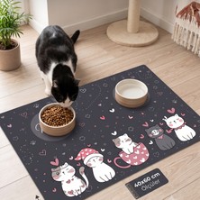 Uygur Home Gri Kedi Köpek Mama Paspası (Su Geçirmez)