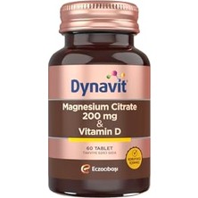 Esranın Dünyası Dynavit Magnesium Citrate 200 Mg & Vitamin D 60 Tablet - Kas & Kemik - Magnezyum Sitrat, D Vitamini