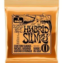 Esranın Dünyası Ernie Ball Hybrid Slinky Nickel Wound Electric Guitar Strings 3 Pack - 9-46 Gauge