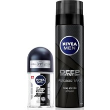 Esranın Dünyası Men Erkek Tıraş Köpüğü Deep Dimension 200ML ve Mini Roll-On Deodorant Black&white Original 25ML