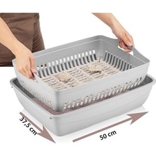 Esranın Dünyası Flex Elek ve Alt Kum Kabı, Kapalı ve Açık Kedi Tuvaleti Uyumlu, 37,5X50X13 cm