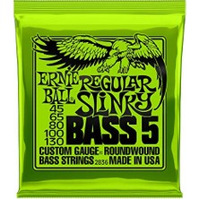 Esranın Dünyası Ernie Ball Normal Slinky 5 Telli Nickel Wound Elektro Gitar Telleri, Ölçü 45-130