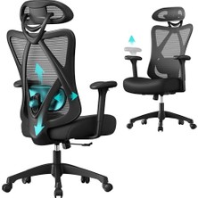 Esranın Dünyası Songmıcs Ofis Sandalyesi, Ergonomik Çalışma Masası Sandalyesi, Bilgisayar Sandalyesi, File Sandalye, Ayarlanabilir Bel Desteği ve Baş Desteği, 150 Kg'a Kadar Taşıma Kapasitesi, Yüksekliği