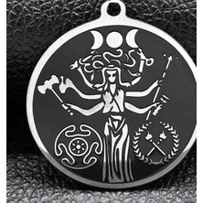 Alsade Tanrıça Hecate Özel Tasarım Çelik Wiccan Kolye