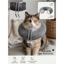 Esranın Dünyası Elizabeth Yakalık Yumuşak Ayarlanabilir Kedi Köpek Koruyucu Boyunluk, Gri, L Beden