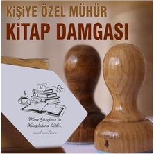 Esranın Dünyası K 17 Kitap Gözlük ve Kahve Temalı Kişiye Özel Ahşap Kitap Damgası Ex Libris Kitap Mührü