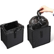 Esranın Dünyası Oto Araba Ofis Çöp Kutusu Portatif Araç Içi Taşınabilir Kapaklı Pratik Su Geçirmez Askılı Çöp Kovası Düzenleyici Organizer Siyah
