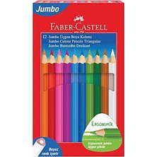 Esranın Dünyası Faber-Castell Jumbo Üçgen Boya Kalemi, 12 Renk, Ergonomik Gövde, Beyaz Renk Içerir, Kalın Uçlu, Canlı ve Örtücü Renkler