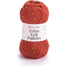 Esranın Dünyası Yarnart Cotton Gold Paıllettes - Örgü Ipi KİREMİT-7117
