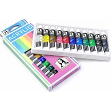 Esranın Dünyası Mona Lisa 12 Renk Akrilik Tüp Boya Seti – 12X12 ml Profesyonel Akrilik Boya Tüp Set – Tuval, Ahşap, Taş, Seramik ve Hobi Boyama Için Yoğun Pigmentli Sanat Boyası