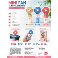 Mini Fan Şarjlı El Vantilatörü 3 Kademeli USB Şarjlı Taşınabilir Telefon Standlı Mini Fan