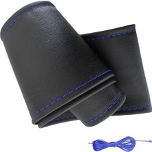 Esranın Dünyası Noktalı Deri Dikme Direksiyon Kılıfı, Siyah Mavi Kırmızı Ip Renk Seçeneği, Dikişli Deri, Universal Boyutu, 38 cm Çapı, Araba, Suv, Hafif Ticari Araçlar Için Uyumlu