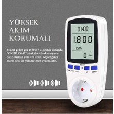 Esranın Dünyası Wattmetre Priz Tipi 16A 3680W Enerji Sarfiyat Ölçer Tüketim Ölçer Akım Korumalı