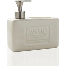 Esranın Dünyası Amberhaus Mat Seramik Sünger Hazneli Sıvı Sabunluk - Tezgah Üstü Mutfak Bulaşık Deterjanlığı - Metal Pompalı Şık Organizer (500 Ml)
