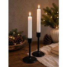 MarkEntegra Modern Şamdan Seti, Siyah, 2'li, 13 Cm, Dekoratif Mumluk, Yuvarlak Tabanlı