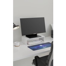 Esranın Dünyası Monitor Standı, Masaüstü Yükseltici Raf, 45X20X11.8 Cm, Beyaz