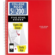 Esranın Dünyası Spiral Defter + Çalışma Uygulaması, 5 Konu, Kolej Çizgili Kağıt, Mürekkep Kanamasıyla Mücadele, Suya Dayanıklı Kapak, 200 Yaprak, Kırmızı (72077)