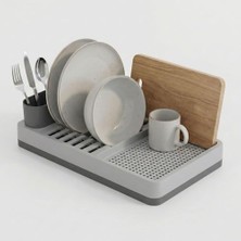 Esranın Dünyası Deconox Aqua Gri Tezgah Üstü Bulaşıklık - 42X26X12 cm Pratik Tabak ve Bardak Kurutma Rafı - Modern Mutfak Organizeri