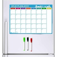 Esranın Dünyası Dünya Magnet Aylık Magnet Planlayıcı, 35X50 cm Katlanabilir Silinebilir Mıknatıslı Yazı Tahtası Pano + 3 Kalem