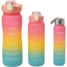 Esranın Dünyası 3’lü Renkli Suluk Seti – Motivasyonlu Spor Matara Seti | 2l, 900ML ve 300ML Su Şişesi | Sızdırmaz, Dayanıklı, Şık Tasarım (Pembe-Sarı)