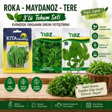 Naz Tohum Roka + Maydanoz + Tere Tohumu 3'lü Set | Organik Sebze Tohumu | Saksı, Balkon ve Bahçe Yetiştiriciliğine Uygun