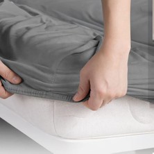 Esranın Dünyası %100 Pamuk Penye Premium Lastikli Çarşaf | Tek Kişilik | Çift Kişilik | Battal Boy (Gri, 160X200)