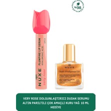 Nuxe Gül Özlü Dolgunlaştırıcı Dudak Serumu-Çok Amaçlı Kuru Yağ (Yüz, Vücut, Saç) Hediye